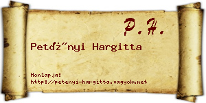 Petényi Hargitta névjegykártya